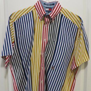 Vintage 90's Tommy Hilfiger S/S Shirt - COLORFUL - Medium